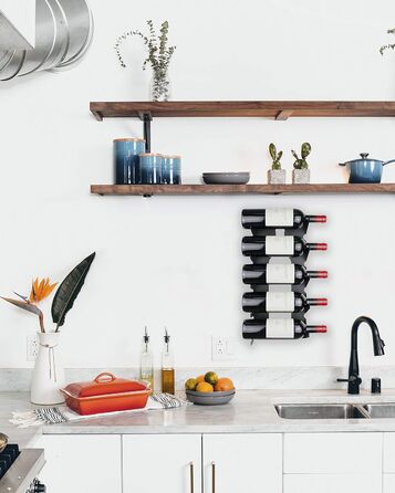 Steel wine rack for all types of wines, with wall mount and decorative trim. (2 x Black)