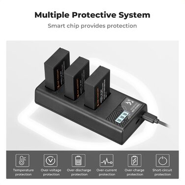 Акумулятор LP-E17 3шт. K&F Concept 1250mAh + LCD зарядний пристрій для Canon EOS RP, R10, R8, R50, Rebel T8i, T7i, T6i, SL2, SL3, 77D, 750D