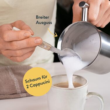 SILBERTHAL Ручний спінювач молока з нержавіючої сталі - 400 мл - для ідеального молочного піноманіття