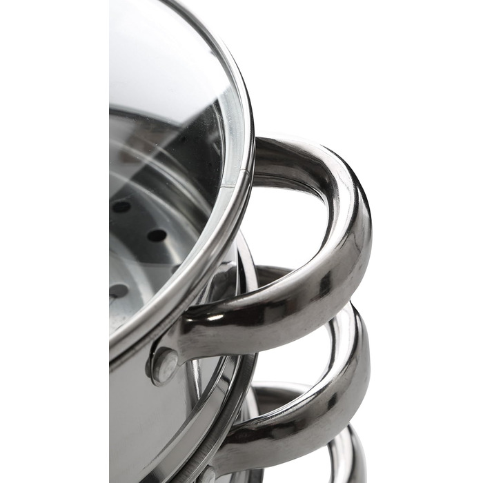 Паровар Premier Housewares з нержавіючої сталі, скляною кришкою, 28 x 22 x 25 см, сріблястий