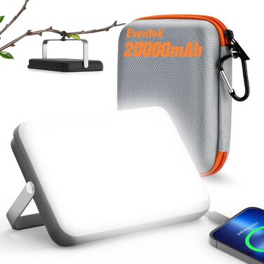 Eventek LED Camping Lantern 4000LM, 20000mAh Power Bank USB Rechargeable Tent Lamp up to 144 Hours, IPX5 Waterproof Camping Lamp with 4 Light Modes for Reading, Tent, Fishing, Blackout