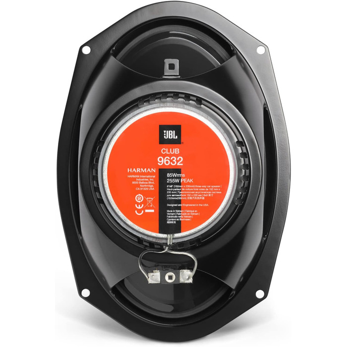 JBL Club 9632 – трьохсмугові автомобільні динаміки Harman Kardon, 255 Вт, овальні 6x9”, чорні, комплект акустики для авто