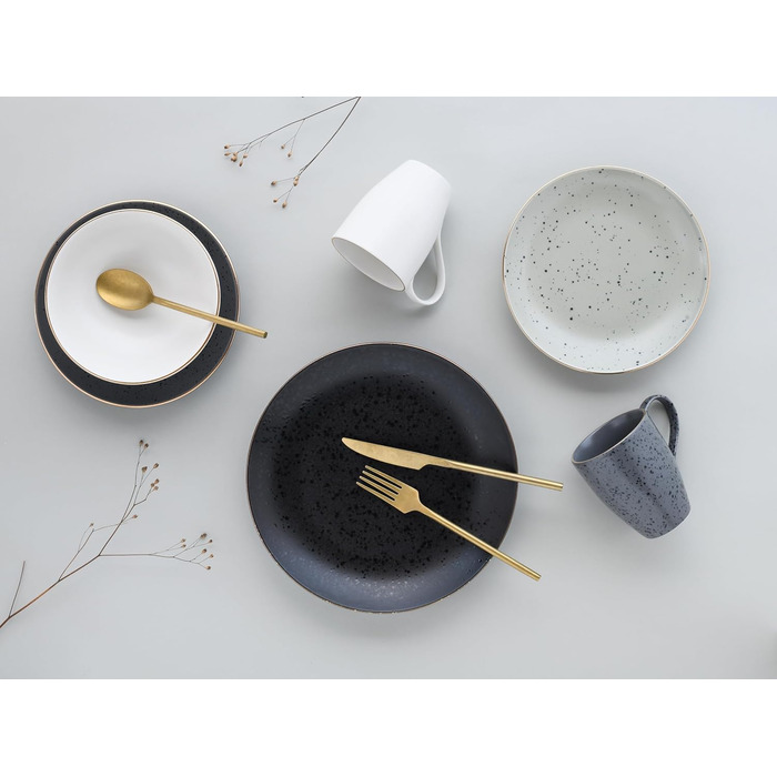 CreaTable Серія INDUSTRIAL GOLD: 16-частинний набір посуду для 4 осіб (сірий), з каменю, для духовки та посудомийної машини