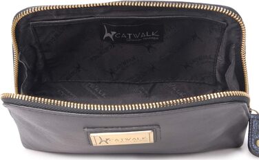 Сумка-косметичка Catwalk Collection Emma чорного кольору, середнього розміру, з натуральної шкіри для ручної сумки