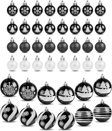 Набір ялинкових прикрас Ilauke, 44 шт. Ялинкові кулі з пластику червоного та білого кольору, 3 та 6 см. Декорації для ялинки на Різдво, для вечірки, дому, весілля. Кольори: червоний, білий (чорний, білий)