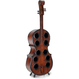 Stradivino Wine Rack for 10 Bottles - Wooden Wine Stand with Vintage Look - Handmade Cello Bottle Rack - Bottle Stand 135 cm High - Retro Wine Bottle Holder