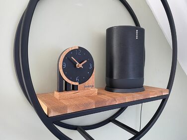 FLEXISTYLE Modern Stand Clock Small Wood Oak Living Room Bathroom (Style 3), Black/Oak, Black