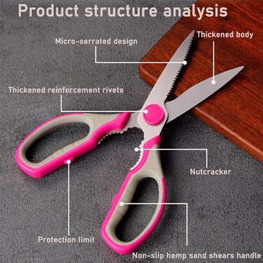 The multifunctional scissors, poultry shears, and seafood shears. This three-piece set meets most kitchen needs, premium heavy-duty scissors.