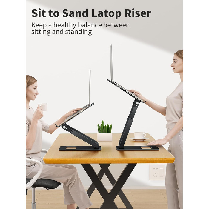 Adjustable Laptop Stand for Desk - Telescopic & Ergonomic Design - Fits 10-17 inch Laptops (Black)