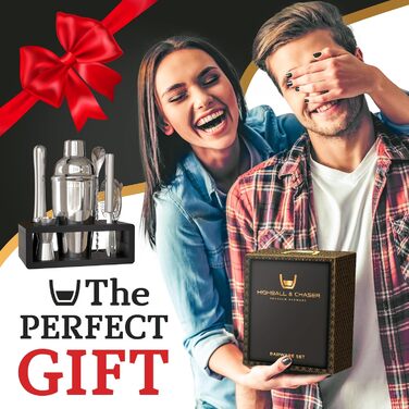 Набір шейкерів для коктейлів Highball & Chaser: професійний барний набір для приготування коктейлів + електронна книга з 30 рецептами (срібло)