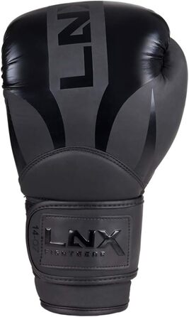 Боксерські рукавички LNX Nitro - чоловічі, жіночі, дитячі, 8, 10, 12, 14, 16 Oz - для кікбоксингу, боксу, муай-тай, ММА, спарингу, тренувань. Чорний колір, Ultimatte