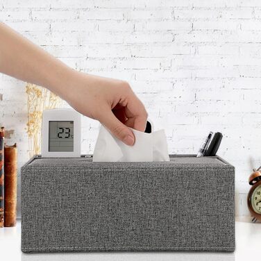 Скляна коробка для серветок BTSKY з пультом дистанційного керування, сірого кольору. Організатор для дому, настільний органайзер.