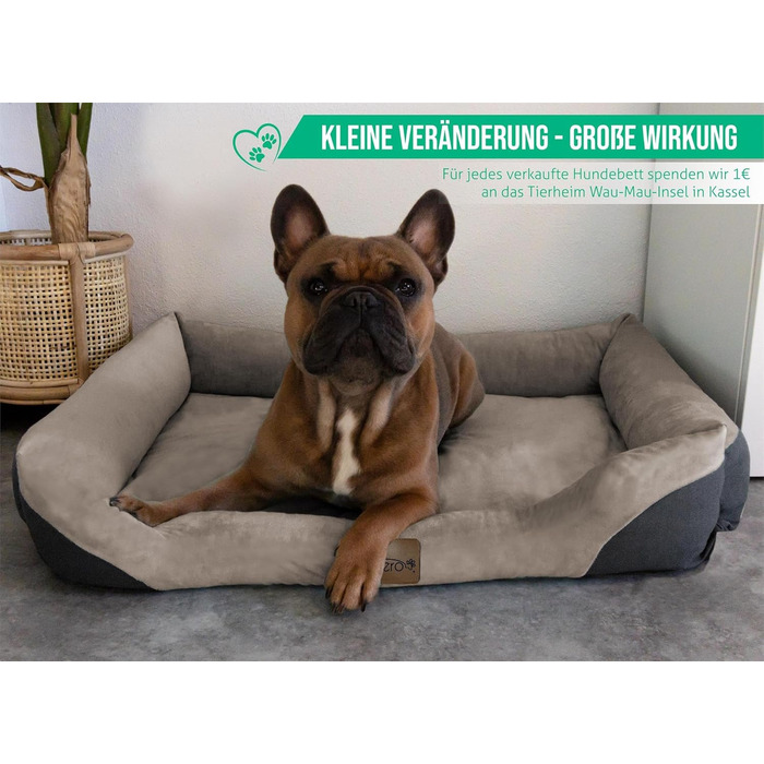 Крісло-ліжко для собак - м'яке ліжко-кошик з високим бортиком, 40x50 см, бежеве
