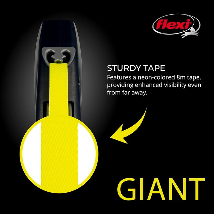 Flexi Giant Extendable Dog Leash - Durable, Tangle-Free, Black - Up to 49.9 lbs, 7.9m