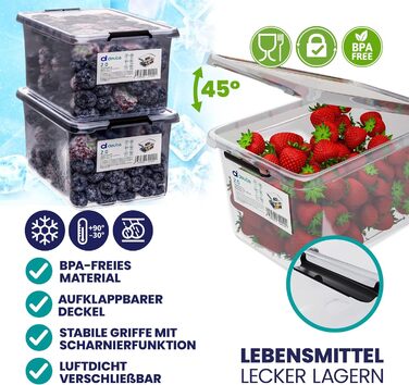 Deuba® 10x Storage Box with Lid 2L Box Plastic Crates Food Safe BPA Free Small Click Closure Transparent Stackable Kitchen Bedroom