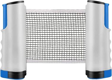 Знімне сітко для настільного тенісу, 190 см (макс), сітки для настільного тенісу, регульоване знімне сітко, портативне запасне сітко для столу для пінг-понгу, офісного столу, обіднього столу (Сірий, Синій)