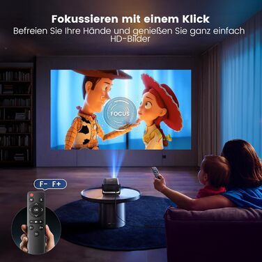 Портативний міні-проектор Beamer Full HD 1080P з автофокусом та корекцією трапецеїдального спотворення. WiFi, Bluetooth, LED, 145° обертний, 50% зум, для домашнього кінотеатру та мобільного перегляду. Чорний.