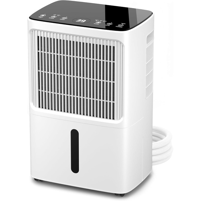 Зволожувач повітря Erikssøn з LED-дисплеєм, таймером та захистом для дітей | Видаляє 16л вологи на добу | Для приміщень до 140м³ (70м²) | Енергоефективний зволожувач повітря з датчиком вологості, білий