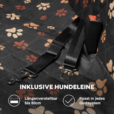 Захист для заднього сидіння автомобіля для собак Hainberger: водовідштовхуючий, анти-царапин, з боковим захистом та оглядовим вікном, 4-в-1, 137x147 см (з візерунком)