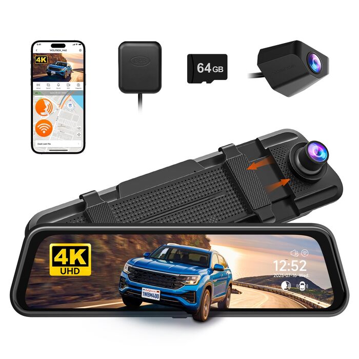 Автомобільний відеореєстратор-дзеркало WOLFBOX M40 10