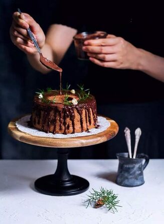 Дзеркальце для торта NUPTIO, 3 шт. в наборі: дерев'яний, рустикальний, для весілля, дня народження, дитячого свята, десертів та тістечок (чорний, 25.5 см)