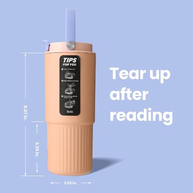 BOTTLE BOTTLE Insulated Water Bottle with Straw and Handle, Stainless Steel Water Bottles for Car, Sports, Home, Office, and School, 750 ml, Leak-Proof, Peach