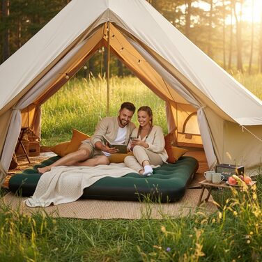 Надувний матрац Avenli для кемпінгу, 1-2 особи, 191x137x22 см, зелений - м'яка поверхня, для дому та подорожей