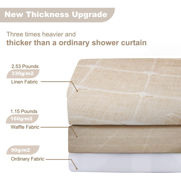 Штора для душу Boho бежева, льон, 120x180 см - сільський стиль, з пензликами