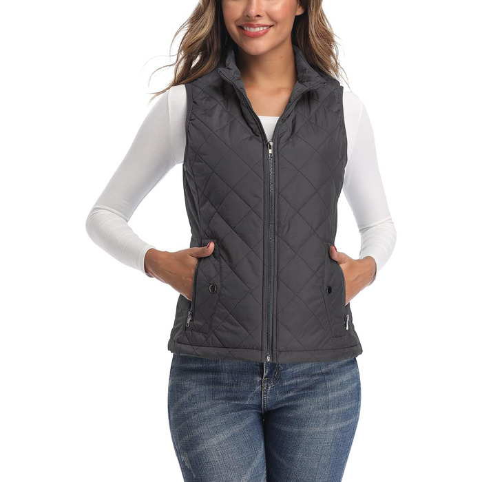 Жіноча легка куртка Longking з блискавкою, вологовідштовхуюча, для активного відпочинку (S, темно-сірий)