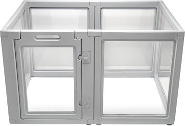 Забіг для собак Front Row: міцний, прозорий, з 6 панелями, 76,2 см, для дому та саду, легко збирається, складається, сірий, для собак маленьких та середніх порід