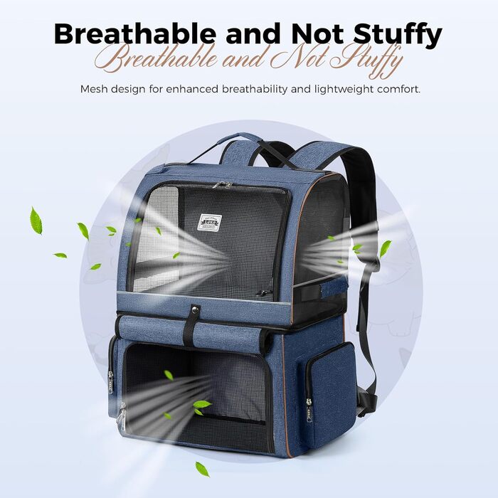 Подвійний рюкзак для котів на 2 котів - великий переносний рюкзак для котів/собак до 11 кг - блакитний