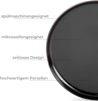 Набір посуду Konsimo VICTO на 6 осіб: 18-частинний сервіз з чорного каменю. Сучасний табельний сервіз для сім'ї.