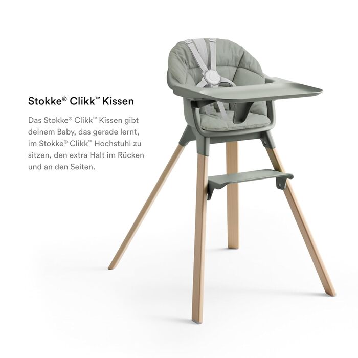 Стілець для годування Stokke Clikk Glacier Green з підносом і ременем безпеки, легкий, ергономічний, для дітей 6-36 місяців, до 15 кг